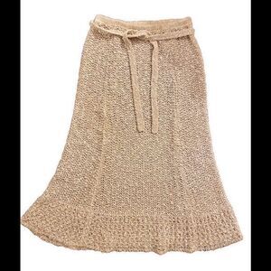 Pallas HandLoomed Vintage Irish LinenSkirt -S /M cream crochet , vintage…